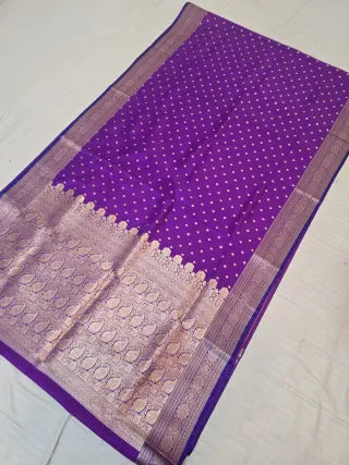 Royal Purple Mashru Katan Saree with Gold Zari Brocade Work