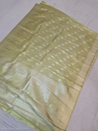 Premium Lemon Lime with Silver Zari Glass Tissue Premium Replica Silk Saree