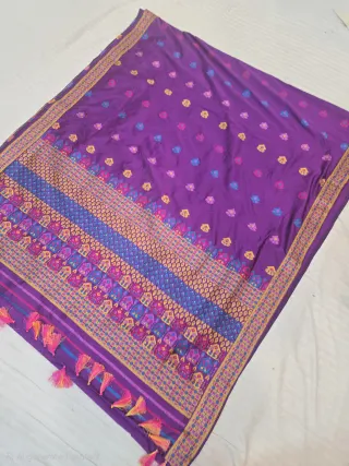 Royal Purple with Multicolor Meenakari Weave Assam Silk Saree