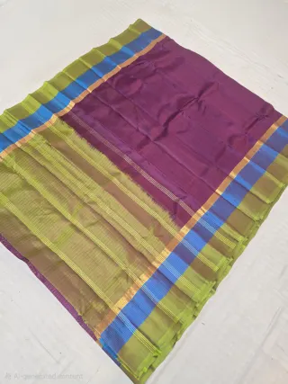 Deep Wine with Dual Tone Mustard Yellow Pure Mulberry Silk Gadwal Saree