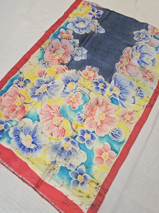 Slate Grey and Pastel Floral Handcrafted Momchitra Batik Pure Bishnupur Silk Saree