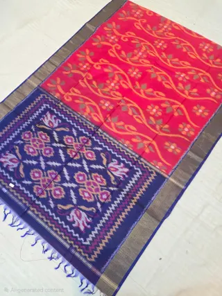 Rani Pink and Royal Blue Pallu Handcrafted Pure Ikkat Silk Pochampally Saree