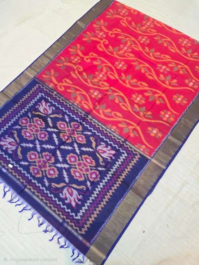 Rani Pink and Royal Blue Pallu Handcrafted Pure Ikkat Silk Pochampally Saree