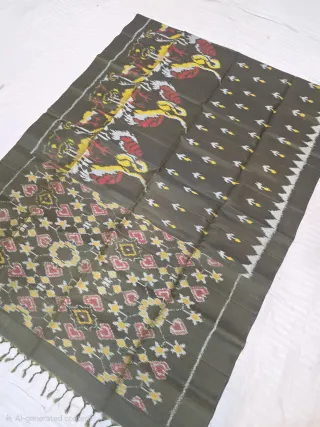 Mehendi Green Pure Mulberry Silk Premium Pochampally Ikkat Saree