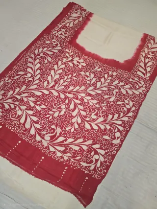 Ivory Cream and Crimson Red Pure Murshidabad Silk Saree
