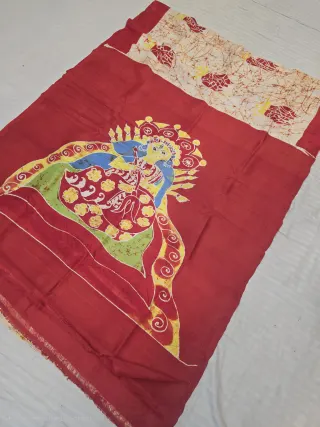Sindoori Crimson Red and Ivory Pure Murshidabad Silk Saree