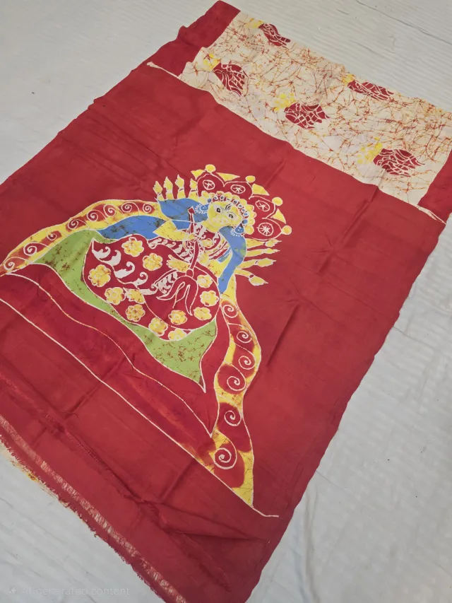 Sindoori Crimson Red and Ivory Pure Murshidabad Silk Saree