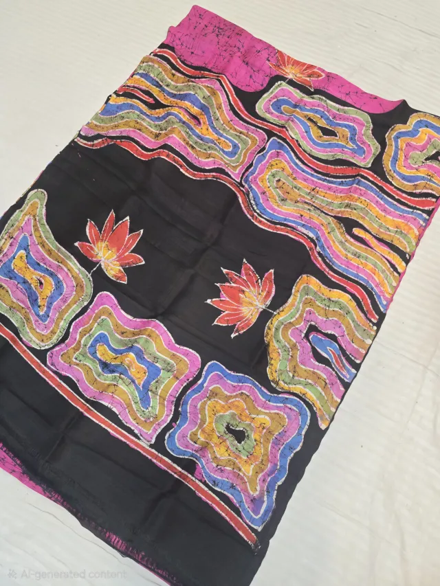 Rani Pink and Midnight Black Pure Murshidabad Silk Saree