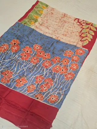 Ivory Cream and Sky Blue Pure Murshidabad Silk Saree