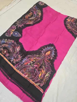 Rani Pink and Midnight Black Pure Murshidabad Silk Saree