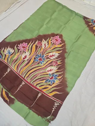 Pistachio Green and Chocolate Brown Pure Murshidabad Silk Saree