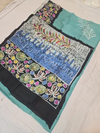 Sea Green and Midnight Black Pure Murshidabad Silk Saree