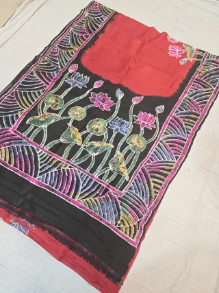 Sindoori Red and Midnight Black Pure Murshidabad Silk Saree