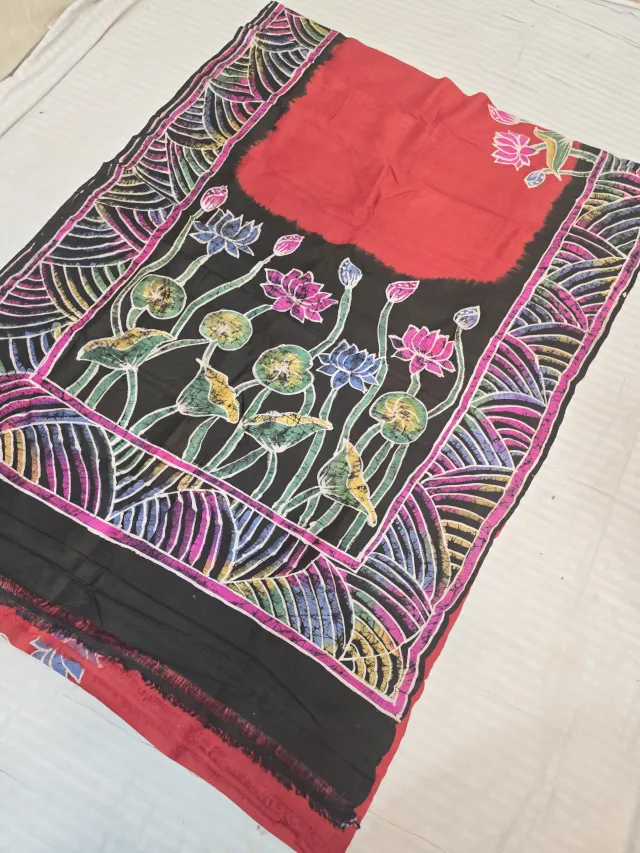 Sindoori Red and Midnight Black Pure Murshidabad Silk Saree