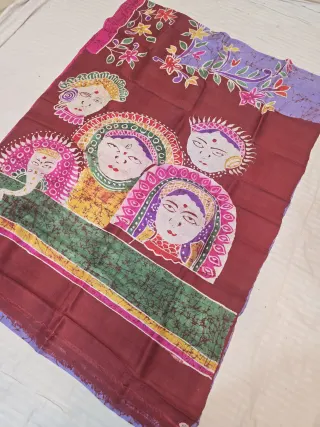 Lilac Lavender and Oxblood Maroon Pure Murshidabad Silk Saree