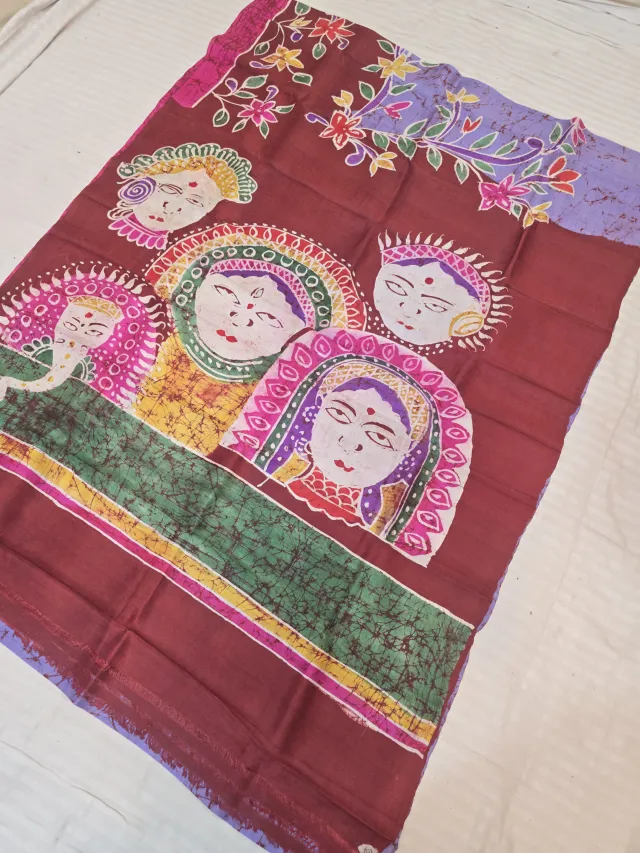 Lilac Lavender and Oxblood Maroon Pure Murshidabad Silk Saree