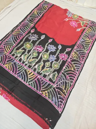 Sindoori Red and Midnight Black Pure Murshidabad Silk Saree