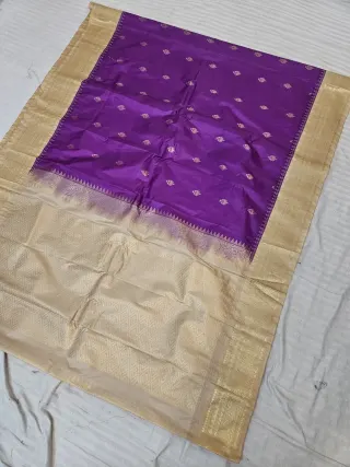 Royal Purple Replica Gadwal Soft Silk Saree with Cream Gold Rich Zari Brocade Pallu