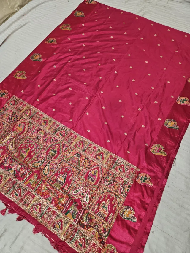 Strawberry Pink Woven Zari Meenakari Jharokha Pallu Mango Soft Silk Saree
