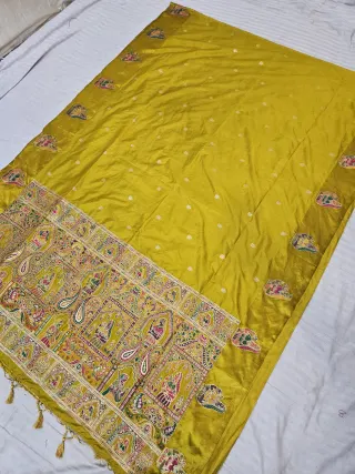 Mustard Yellow Woven Zari Meenakari Jharokha Pallu Mango Soft Silk Saree
