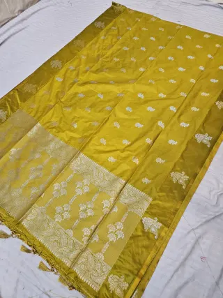 Lemon Yellow Woven Zari Tree of Life Paisley Pallu Mango Soft Silk Saree