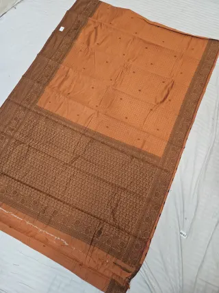 Terracotta Rust Orange Anitha Checks Soft Silk Saree with Rich Zari Brocade Pallu