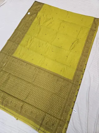 Lime Green Anitha Checks Soft Silk Saree with Rich Zari Brocade Pallu