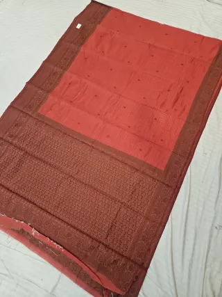 Vermilion Red Anitha Checks Soft Silk Saree with Rich Zari Brocade Pallu