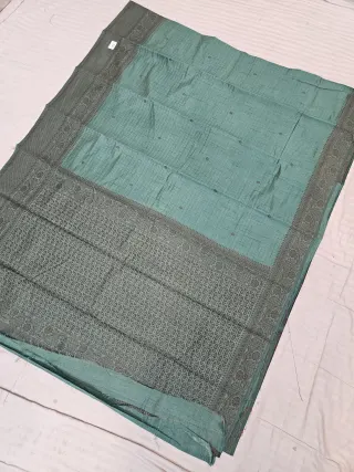 Sea Green Anitha Checks Soft Silk Saree with Rich Zari Brocade Pallu