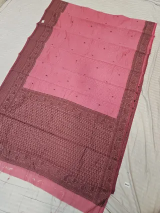 Candy Rose Pink Anitha Checks Soft Silk Saree with Rich Zari Brocade Pallu