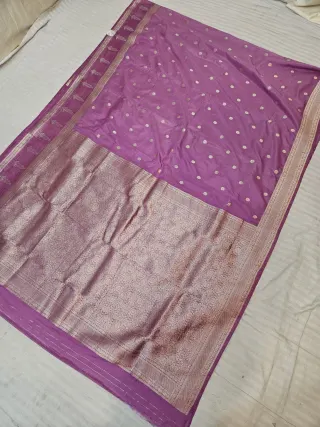 Pastel Pink Khadi Georgette Texture Floral Buti Zari Pallu Soft Silk Saree