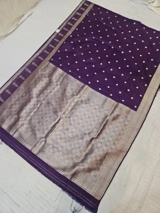 Purple Khadi Georgette Texture Floral Buti Zari Pallu Soft Silk Saree