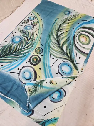 Teal Blue Hand Painted Peacock Feather Pure Murshidabad Katan Silk Saree