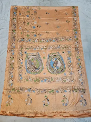Premium Peach Blossom Chalu Kantha Blended Bangalore Silk Saree