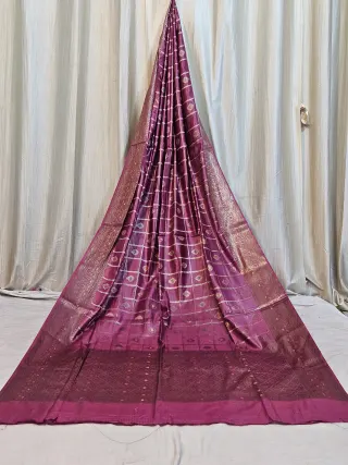 Premium Maroon Muga Tussar Banarasi Pure Tussar Silk Saree
