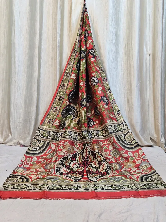 Premium Red Madhubani Print Pure Murshidabad Silk Saree