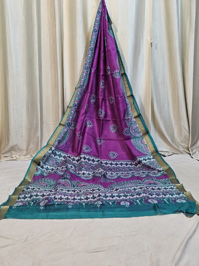 Premium Rani Pink with Teal Pure Bangalore Mohini Silk Sare