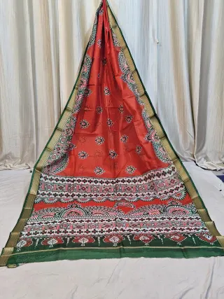 Premium Orange with Green Pure Bangalore Mohini Silk Saree