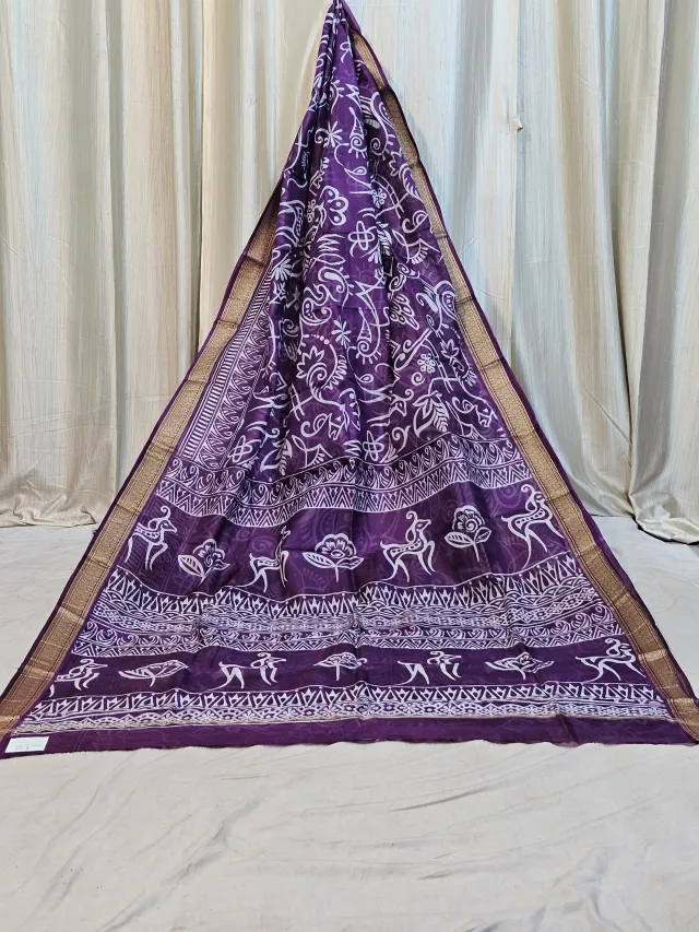 Premium Deep Purple with White Pure Bangalore Mohini Silk Saree