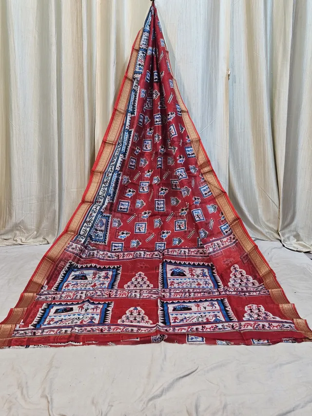 Premium Red with White Pure Bangalore Mohini Silk Saree