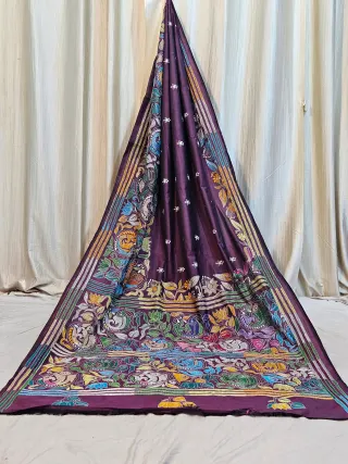 Premium Wine with Multicolour Kantha Stitch