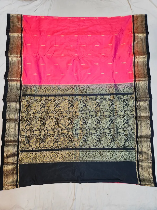 Premium Red with Black & Gold Pure Kanjivaram Silk Saree