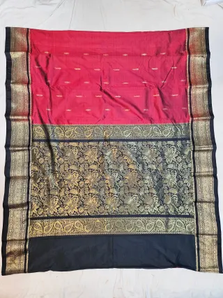 Premium Maroon with Black & Gold Pure Kanjivaram Silk Saree