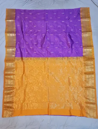 Premium Royal Purple with Rich Golden Zari Border Pure Kanjivaram Silk Saree