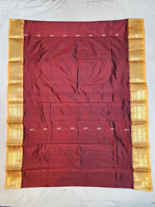 Premium Maroon with Mustard Yellow Pure Kanjivaram Silk Saree
