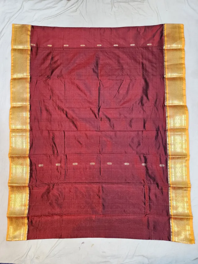Premium Maroon with Mustard Yellow Pure Kanjivaram Silk Saree