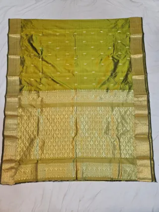 Premium Olive Green with Golden Zari Pure Kanjivaram Silk Saree