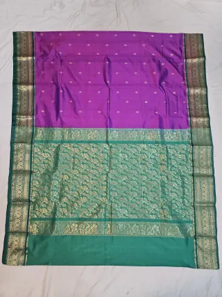 Premium Purple with Green Golden Zari Pure Kanjivaram Silk Saree