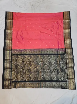 Premium Red with Black Golden Zari Pure Kanjivaram Silk Saree