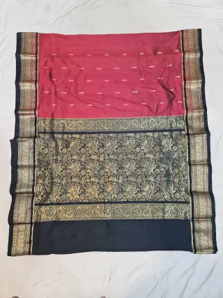 Premium Red with Jet Black & Golden Zari Pure Kanjivaram Silk Saree